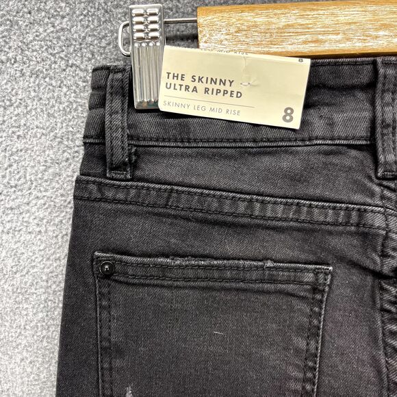 Supredenim Jeans Juniors 8 Black Distressed Skinny ultra Ripped Mid rise - Picture 8 of 15
